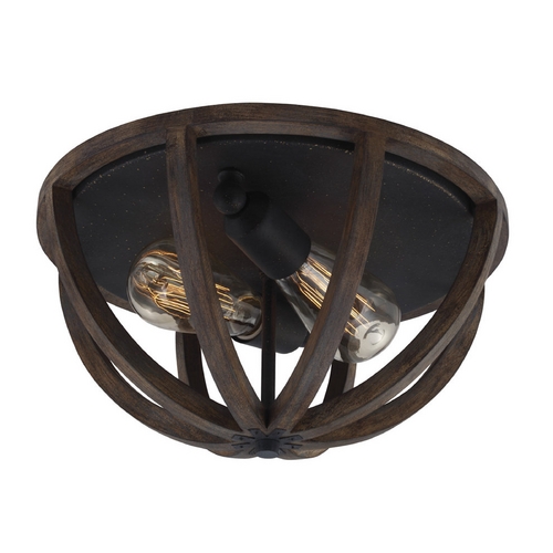 Allier Flush Mount in Weathered Oak & Iron by Visual Comfort Studio