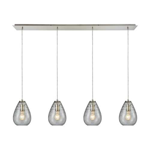 Elk Lighting Lagoon Satin Nickel Multi-Light Pendant with Oval Shade 10760/4LP