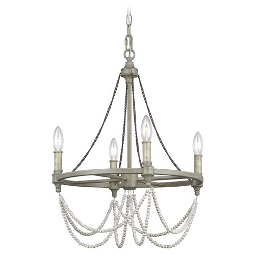 Visual Comfort Studio Collection Beverly French Washed Oak & Distressed White Wood Mini Chandelier by Visual Comfort Studio F3331/4FWO/DWW