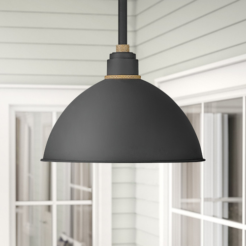 Hinkley Hinkley Foundry Textured Black / Brass Barn Light with Bowl / Dome Shade 10584TK