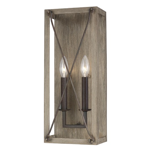 Visual Comfort Studio Collection Thornwood Washed Pine & Weathered Iron Sconce by Visual Comfort Studio 4126302-872