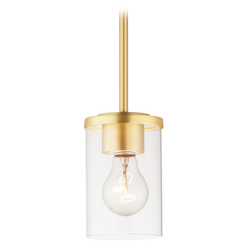 Maxim Lighting Maxim Lighting Corona Satin Brass Mini-Pendant Light with Cylindrical Shade 90200CLSBR
