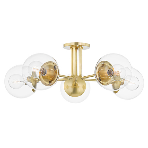 Mitzi by Hudson Valley Mitzi Kyla Aged Brass 5-Light Semi-Flush Mount H503605-AGB