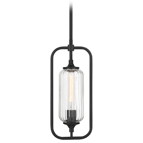 Savoy House Lighting Holton Matte Black Mini-Pendant Light with Cylindrical Shade
