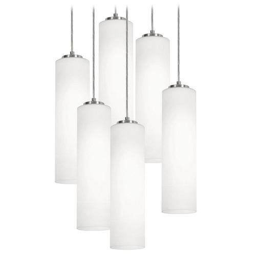 Afx Lighting Leo Satin Nickel Multi-Light Pendant with Cylindrical Shade