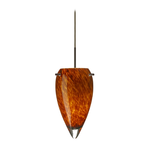 Besa Lighting Modern Pendant Light Amber Glass Bronze by Besa Lighting 1JT-412518-BR