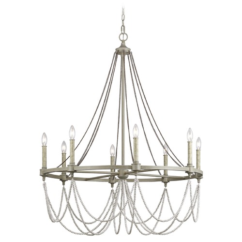 Beverly French Washed Oak & Distressed White Wood Chandelier by Visual Comfort Studio