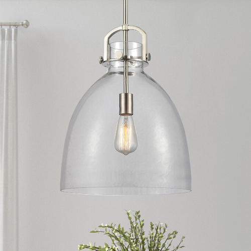 Innovations Lighting Innovations Lighting Newton Brushed Satin Nickel Pendant Light with Bowl / Dome Shade 412-1S-SN-14CL