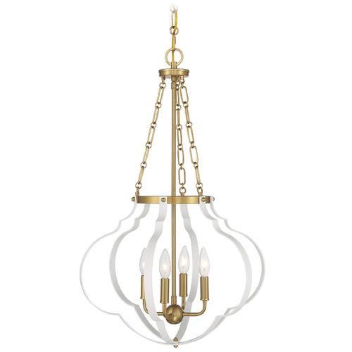 Savoy House Lighting Mercer White and Warm Brass Pendant Light