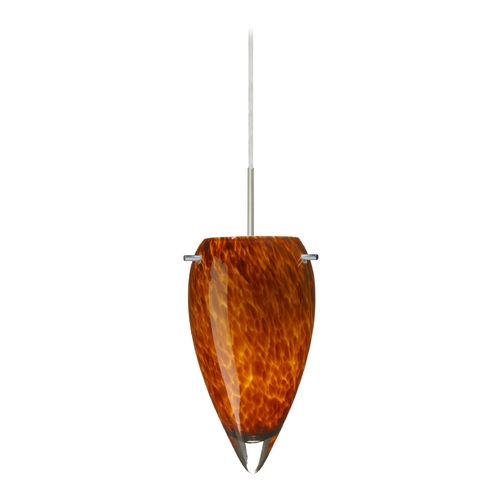 Besa Lighting Modern Pendant Light Amber Glass Satin Nickel by Besa Lighting 1JT-412518-SN