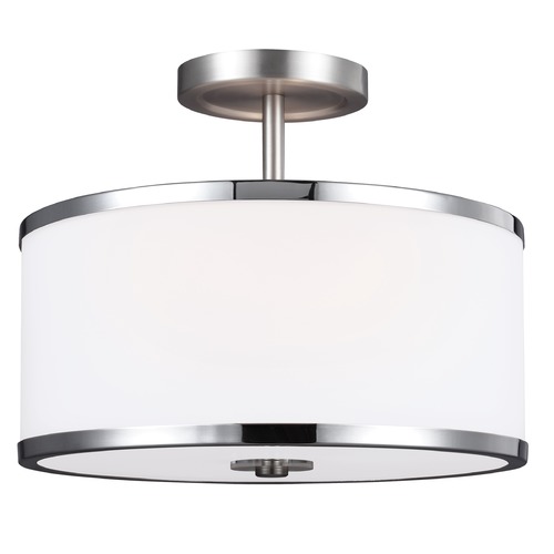 Generation Lighting Prospect Park 12.75-Inch Semi-Flush in Satin Nickel  &  Chrome by Generation Lighting SF335SN/CH