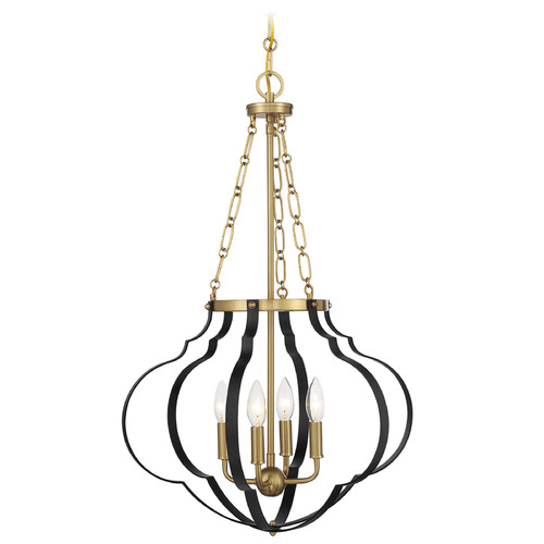 Savoy House Lighting Mercer Matte Black and Warm Brass Pendant Light