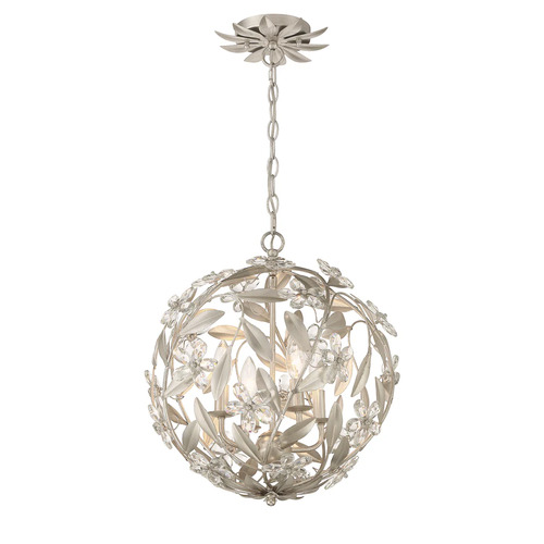 Marselle 4-Light Pendant in Antique Silver by Crystorama Lighting