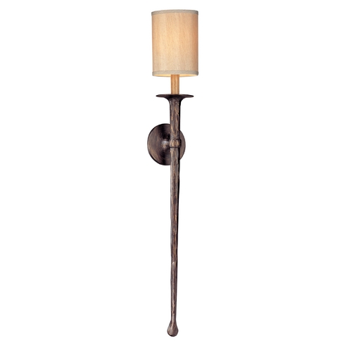 Troy Lighting Sconce Wall Light with Beige / Cream Shade in Pompeii Bronze Finish B2902