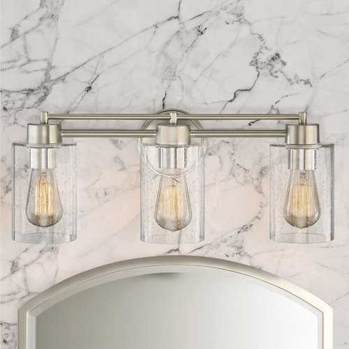 Salida 20-Inch Vanity Light in Satin Nickel with Seeded Cylinder Glass