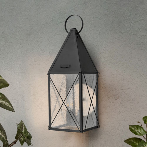 Hinkley Seeded Glass Outdoor Wall Light Black Hinkley 1845BK