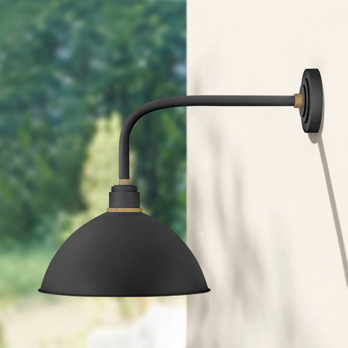 Foundry 16-Inch Wide Textured Black & Brass Barn Light by Hinkley Lighting