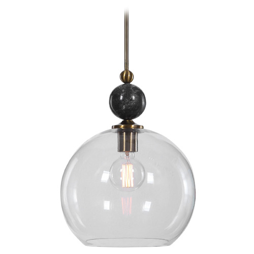 Uttermost Lighting The Uttermost Company Mendota Oxidized Aged Brass Pendant Light with Globe Shade 22176