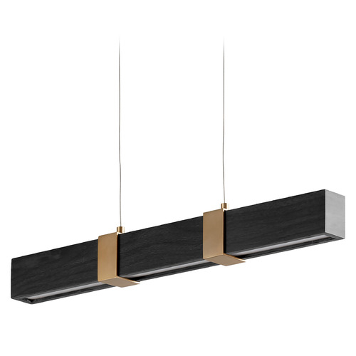 Decca 24-Inch LED Linear Pendant in Oak & Brass by Oxygen Lighting