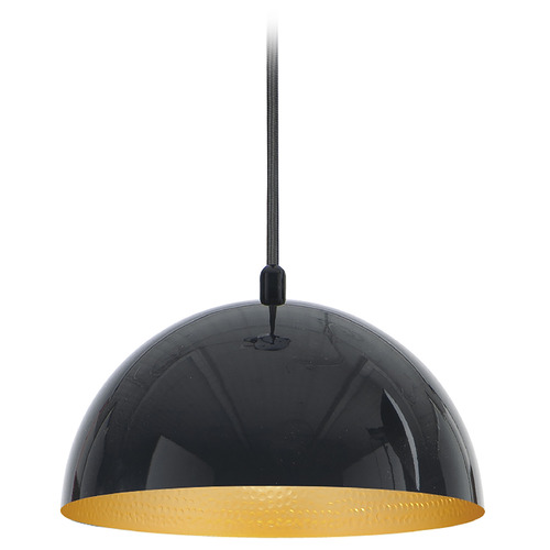 Hemisphere Gloss Black & Gold LED Mini Pendant by ET2 Lighting