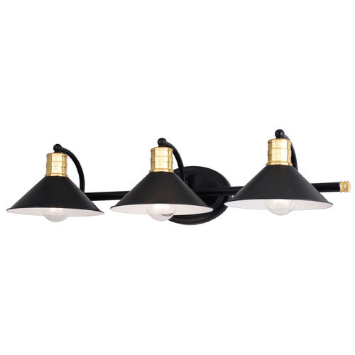 Vaxcel Lighting Akron Matte Black & Natural Brass & Matte White Bathroom Light