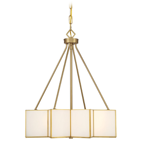 Savoy House Lighting Reiling Warm Brass Pendant Light with Octagon Shade