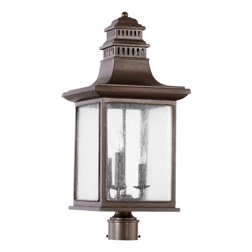 Quorum Lighting Magnolia 25-Inch Outdoor Post Light in Oiled Bronze with Seeded Glass by Quorum Lighting 7046-3-86