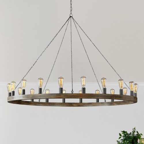 Visual Comfort Studio Collection Avenir Weathered Oak & Antique Forged Iron Chandelier by Visual Comfort Studio F3933/20WOW/AF