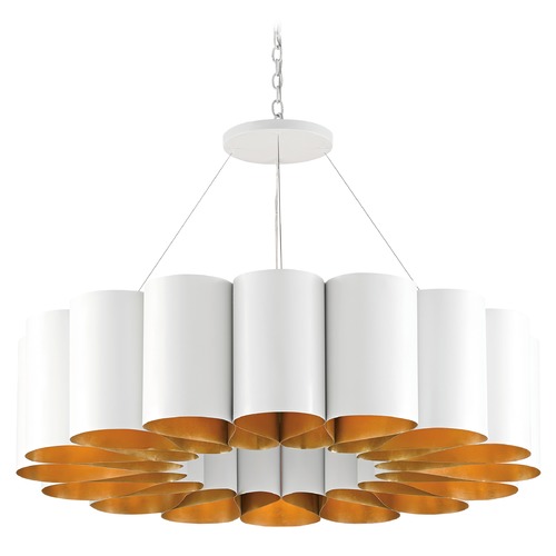 Currey and Company Lighting Chauveau Chandelier in Pearl White/Gold Leaf by Currey & Company 9000-0513