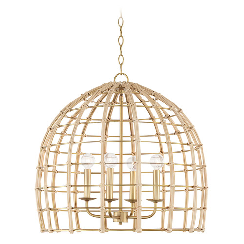 Wren 23-Inch Rattan Pendant in Matte Brass by Capital Lighting