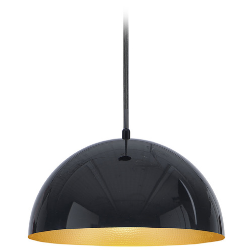 Hemisphere Gloss Black & Gold LED Pendant by ET2 Lighting