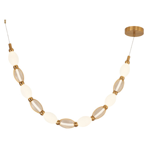 Matteo Lighting Tentacles Aged Gold Brass LED Pendant Light with Oblong Shade