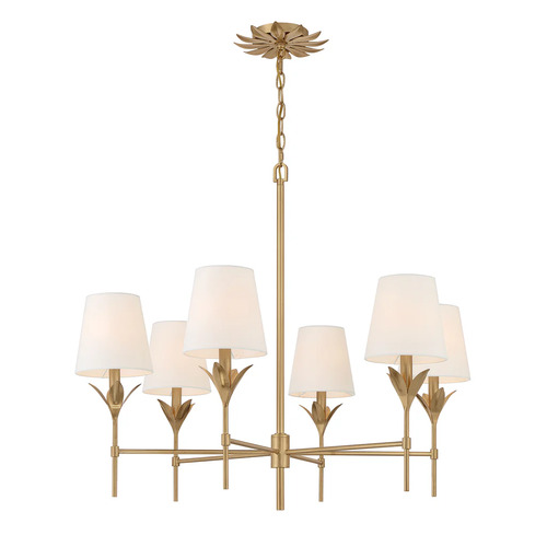 Broche 6-Light Chandelier in Antique Gold by Crystorama Lighting
