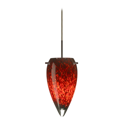 Modern Pendant Light Red Glass Bronze by Besa Lighting
