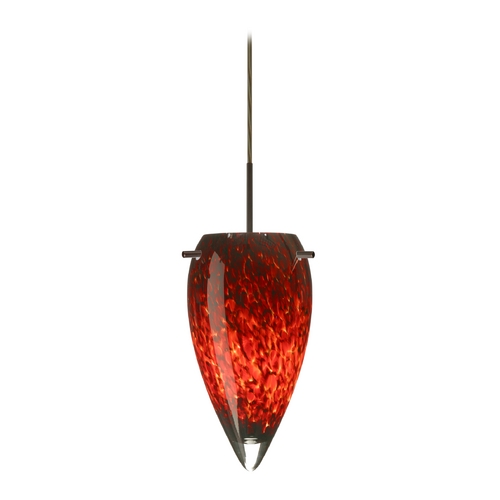 Besa Lighting Modern Pendant Light Red Glass Bronze by Besa Lighting 1JT-412541-BR