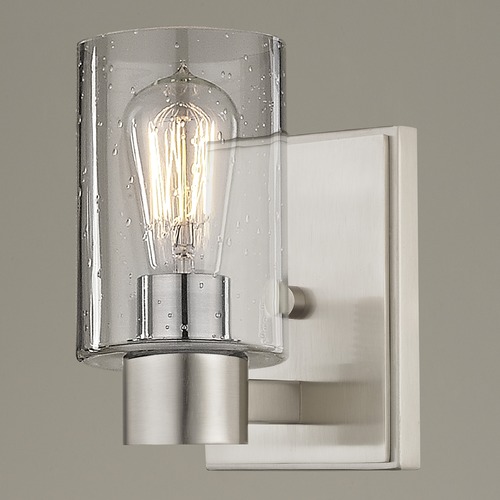 Seeded Glass Sconce Satin Nickel