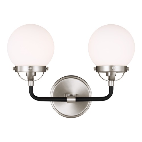 Visual Comfort Studio Collection Cafe 2-Light Brushed Nickel & Midnight Black Bath Light by Visual Comfort Studio 4487902-962