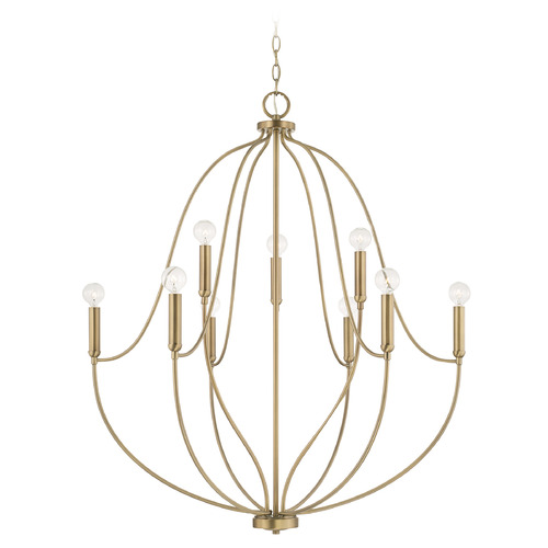 Madison 32.5-Inch Wide Chandelier in Aged Brass by HomePlace Lighting