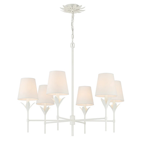 Broche 6-Light Chandelier in Matte White by Crystorama Lighting
