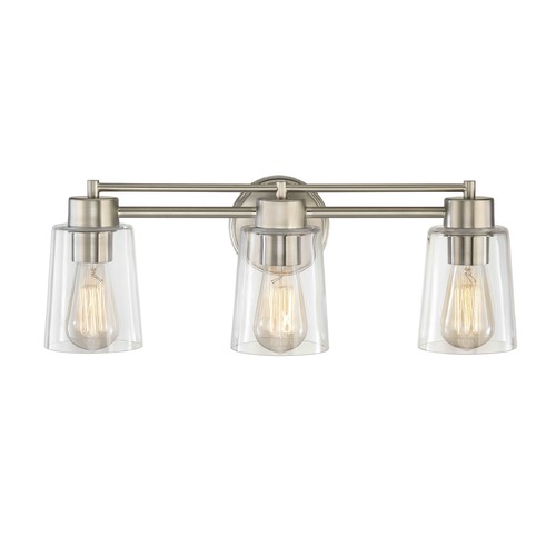 Design Classics Lighting Satin Nickel Bathroom Light 703-09 GL1027-CLR