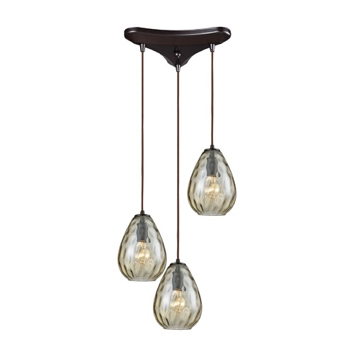 Elk Lighting Lagoon Oil Rubbed Bronze Multi-Light Pendant with Oval Shade 10780/3