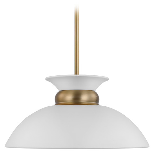 Nuvo Lighting Perkins Small Pendant in Matte White & Brass by Nuvo Lighting 60-7463