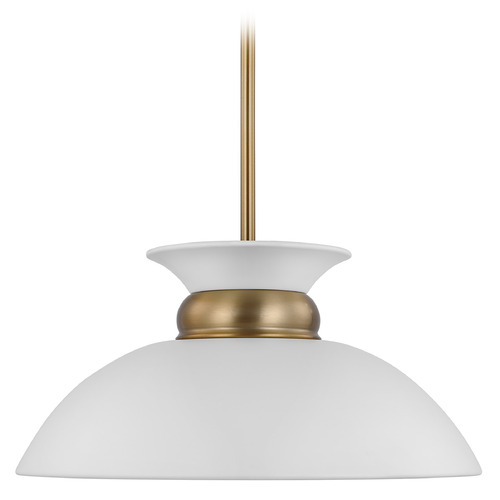 Perkins Small Pendant in Matte White & Brass by Nuvo Lighting