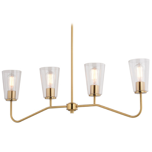 Vaxcel Lighting Beverly Muted Brass Island Light with Conical Shade