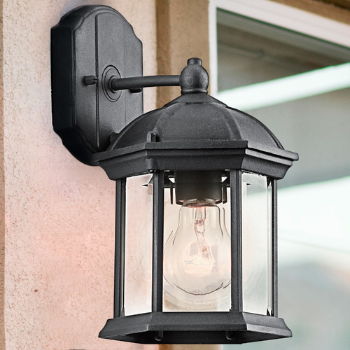 Barrie 10.25-Inch Outdoor Wall Light in Black by Kichler Lighting