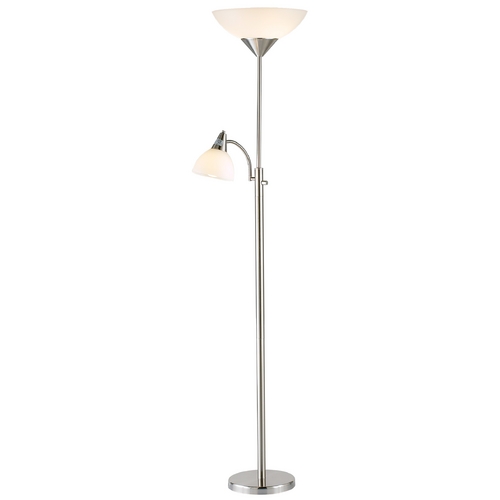 Adesso Piedmont Torchiere Lamp with Reading Light in Satin Steel Finis