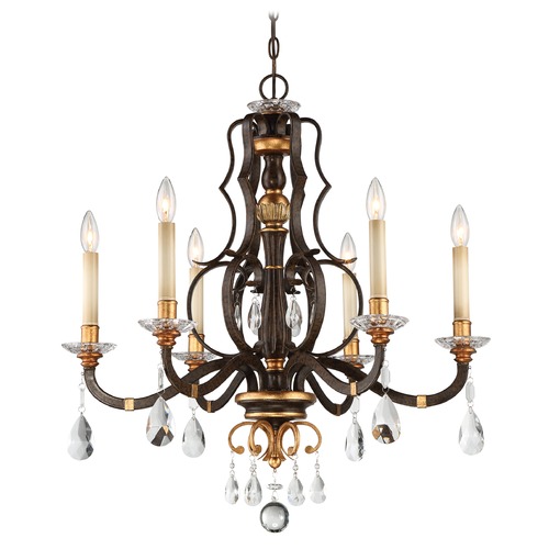 Metropolitan Lighting Chateau Nobles Raven Bronze with Sunburst Gold Crystal Chandelier N6456-652