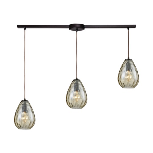 Elk Lighting Lagoon Oil Rubbed Bronze Multi-Light Pendant with Oval Shade 10780/3L