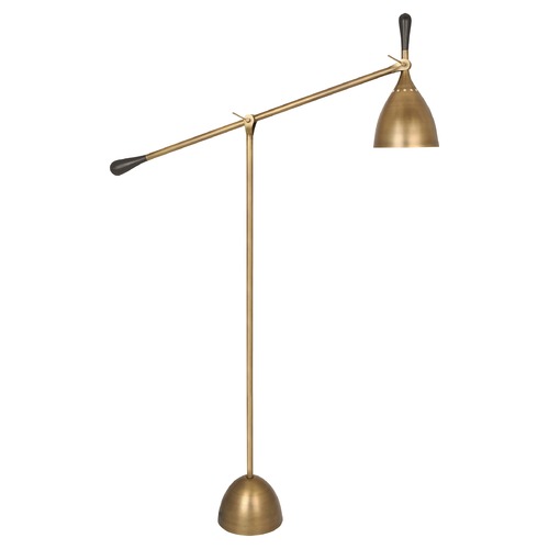 Ledger Warm Brass with Dark Walnut Swing Arm Lamp by Robert Abbey
