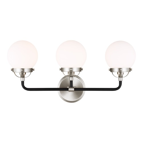 Visual Comfort Studio Collection Cafe 3-Light Brushed Nickel & Midnight Black Bath Light by Visual Comfort Studio 4487903-962